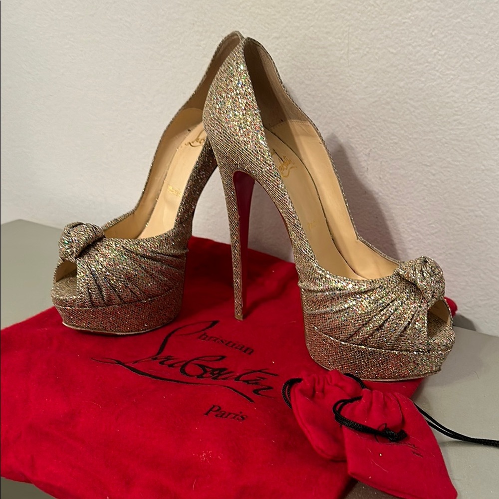 Christian Louboutin Gold Glitter Heels